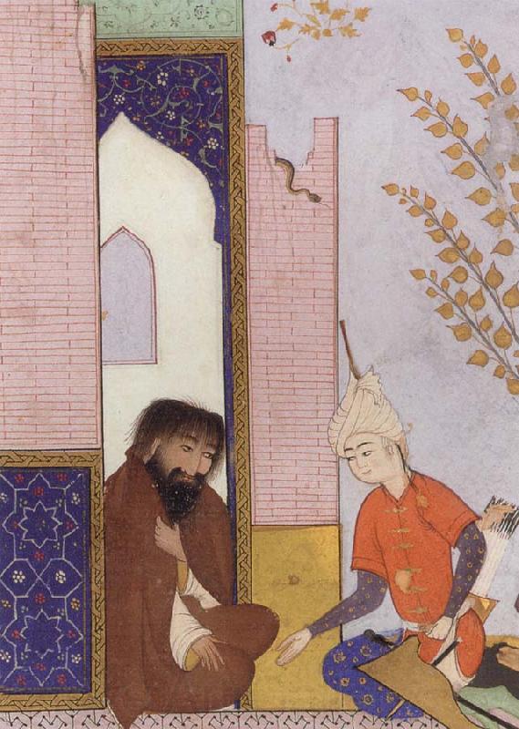 unknow artist Sultan Muhmud of Ghazni depicted as a young Safavid prince visiting a hermit Germany oil painting art